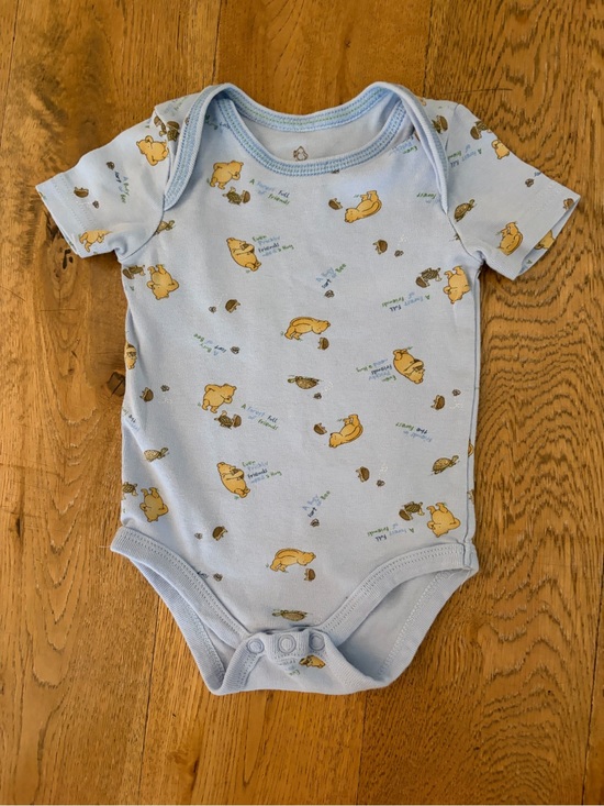 Disney Other - Light Blue Pooh-Print Short Sleeve Baby Onesie